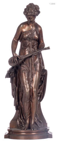 Dubay P., a muse, patinated bronze, 19thC, H 41,5 cm