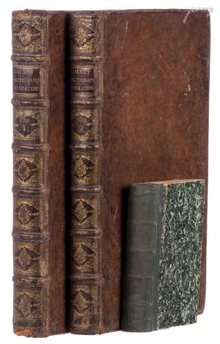 Calmet A., 'Dictionarium historicum, criticum, chronologicum, geographicum et literale', Augsburg, 1759, 2 vol.; added Fénelon, F., 'De gevallen van Telemachus', Amsterdam, 1770, 1 vol.