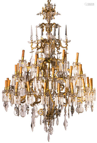 A rare continental Belle Époque chandelier, about 1910, H 180 cm