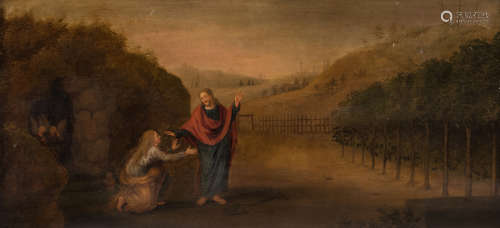 Valul G., Christ appears to Mary Magdalene, oil on panel, dated 1826, 43 x 90 cm