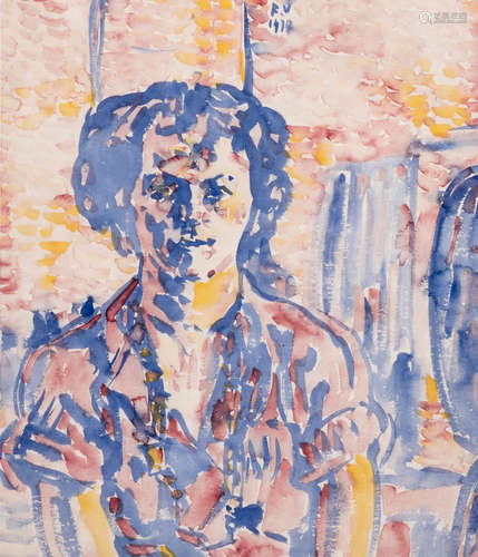 Monogrammed R.V. (Vermeersch R.), a portrait of a lady, watercolour, dated 1979, with some added documentation, 47 x 57 cm