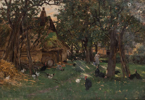 Durst J.,a view on a courtyard , oil on canvas, 83 x 117 cm