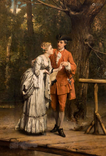 Serrure, the charming pair, oil on panel, dated (1883), 59 x 86 cm