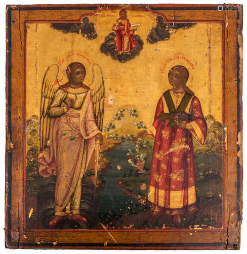 An Eastern European icon, 19thC, 30,5 x 31,5 cm