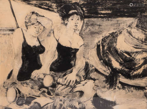 Somville R., bathing, lithograph, dated 1964, 53,5 x 72 cm