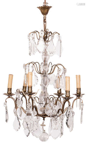 A crystal chandelier, H 82 cm