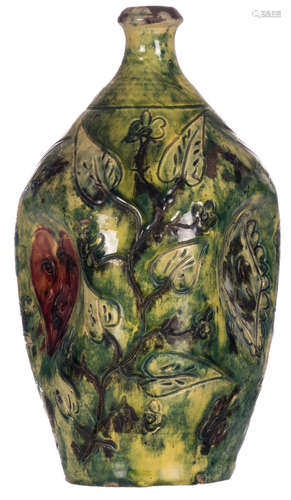 A typical Flemish earthenware vase in the Arts & Crafts manner, early 20thC, H 25 cm