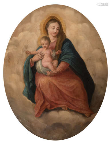 Unsigned, Our Lady and Child, oil on canvas, 18thC, 49 x 59 cm