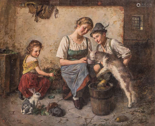 (Adler E.), dear little sweethearts, oil on canvas, 55 x 68 cm