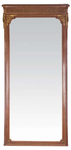 A mahogany and bronze mounted wall mirror, probably produced by De Coene - Coutrai, H 242 - B 118 cm