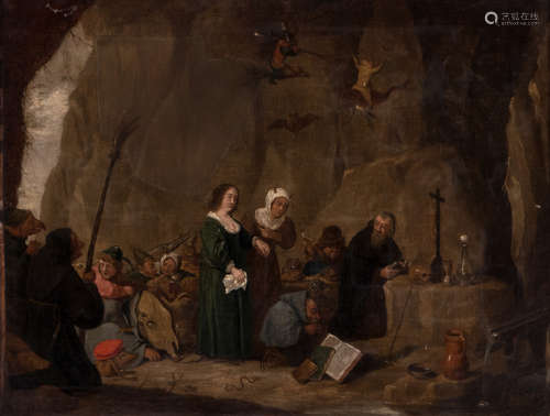 Unsigned, the temptation of St. Anthony, oil on canvas, 17thC, 50 x 64 cm