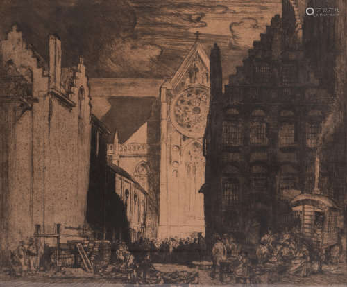 Brangwyn F., 'St. Nicklas Dixmuyden', etching, 55 x 66 cm