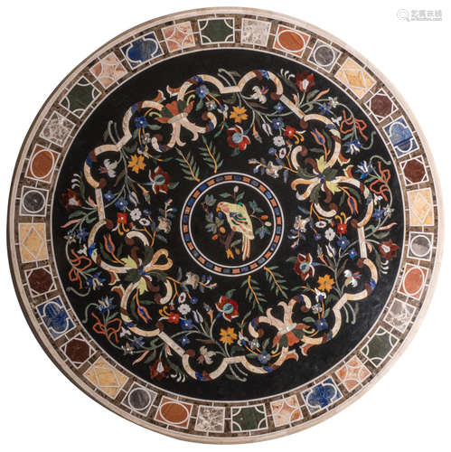 A large table top in Italian pietra dura, ø 156 cm