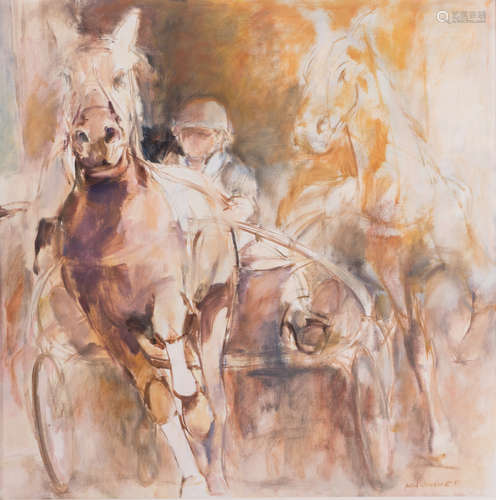 Deweerdt P., the sulky rider, oil on canvas, dated (19)87, 110 x 110 cm