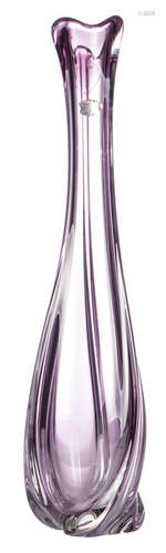 A pink crystal ornamental vase, Val-Saint-Lambert, 1960s, H 73 cm