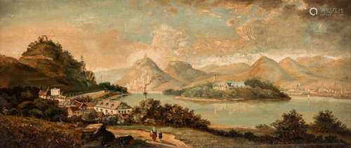 Comans J.V., a view on a mountain village, oil on canvas, 31 x 70 cm