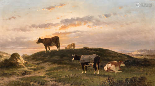 (Westerbak C.), cattle in the hills, oil on panel, dated (18)81, 44 x 78 cm