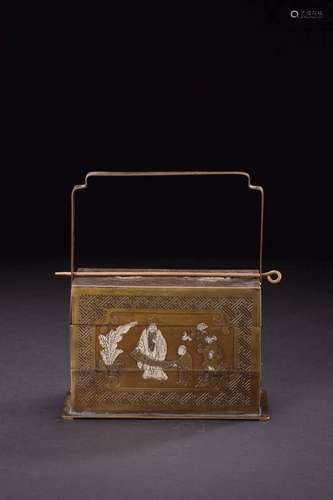 Chinese Bronze Box with Handle