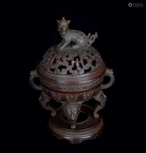 Chinese Bronze Censer with Cover