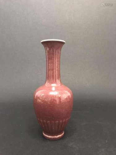 Kangxi Mark, Chinese Red Glaze Botlle Vase