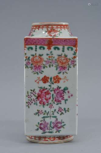 Porcelain vase. China. Circa 1900. Famille Rose decoration of flowers. Tsung shape. 9