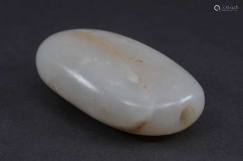 Jade snuff bottle. Pebble form. Grey white colour. 2-3/4