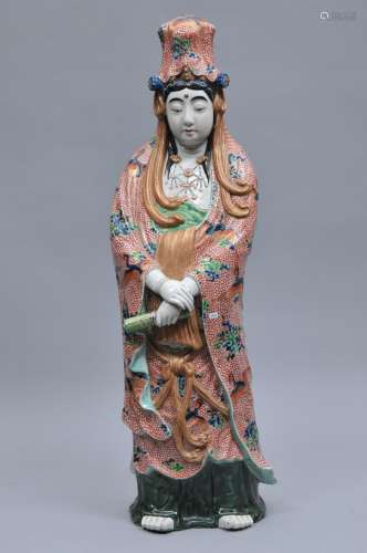 Porcelain figure. Japan. 19th century. Kutani ware. Standing image of The Goddess of Mercy Kannon. 29