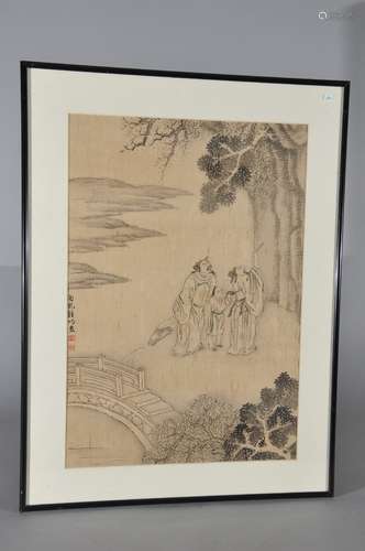 Painting. China. 18th/19th century. Ink on paper. Two scholars with an attendant. 20