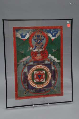 Yama Mandala. Nepal. 18th century. Mineral pigments on heavy cloth. 17