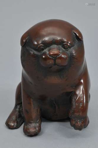 Bronze puppy. Japan. Meiji period. (1868-1912). 5-1/2