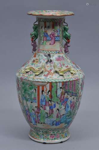 19th century Famille Rose large porcelain vase with pavillion scenic decoration.                17