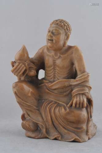 Soapstone figure of a Luohan. China. 18th century. Tan
