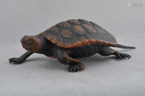 Carved wooden turtle. Japan. Meiji period. (1868-1912).