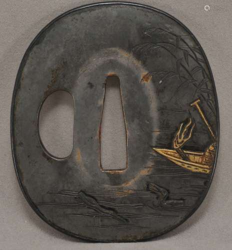 Handguard. Japan. 18th century. Shibucchi inlaid with