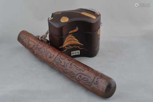Pipe case and tobacco box. Japan. 19th century. Case of