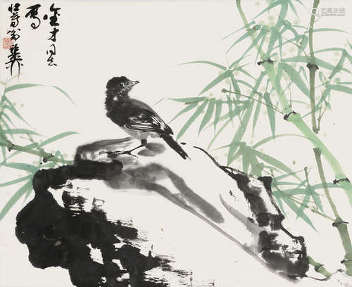 謝稚柳  花鳥 設色紙本 立軸