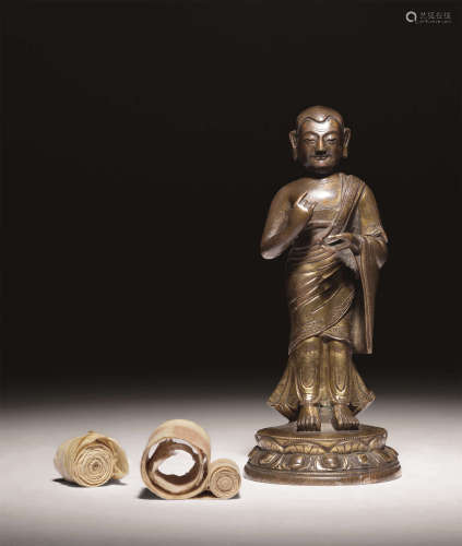 十七-十八世纪 铜鎏金上师像
