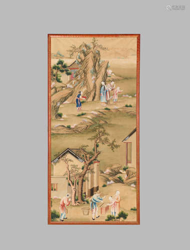 A ‘PALACE’ PAINTING PANEL WITH GENRE SCENE