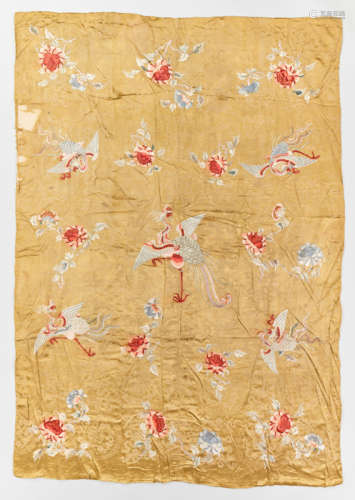 A LARGE EMBROIDERED SILK PANEL WITH PHOENIXES, QING