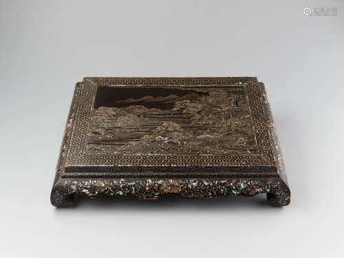 A MOTHER-OF-PEARL AND LACQUER INCENSE STAND, KANGXI