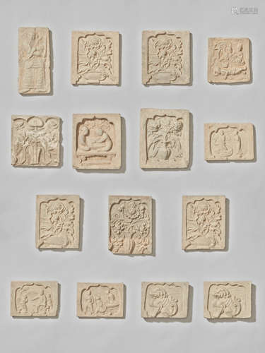 A LARGE GROUP OF 15 CHINESE TERRACOTTA WALL TILES, QING DYNASTY