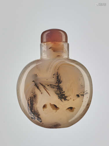 A FINGERPRINT AGATE ‘FLOATER’ SNUFF BOTTLE, 1780-1860