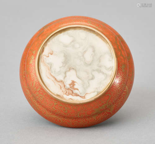 A LIDDED ‘FAUX BOIS’ PORCELAIN BOX, REPUBLIC PERIOD