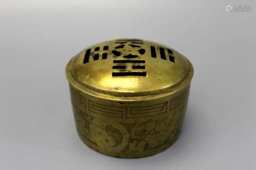 Chinese brass incense box.