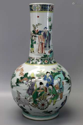 Chinese famille verte porcelain vase, 19th Century.