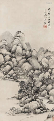 吴湖帆（1894～1968） 1917年作 仿古山水 立轴 水墨纸本