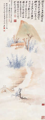 张大千（1899～1983） 1937年作 载酒畅游 立轴 设色纸本