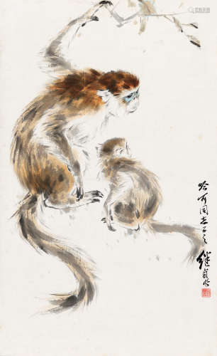 刘继卣（1918～1983） 母子图 立轴 设色纸本