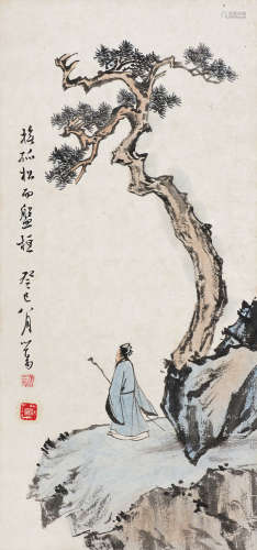 溥儒（1896～1963） 1953年作 松下高仕 立轴 设色纸本