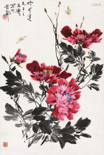 王雪涛（1903～1982） 蝴蝶牡丹 立轴 设色纸本